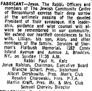 Death Notice for Fabricant 1969