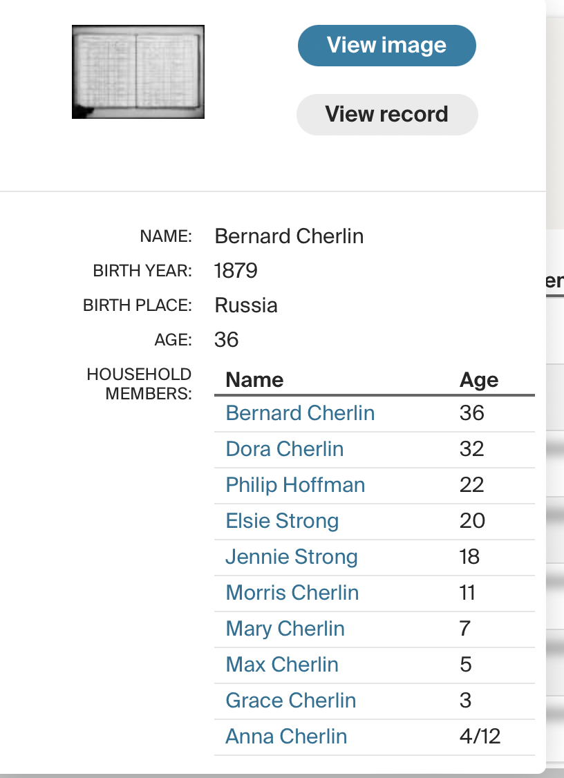 Albany 1915 Census, Cherlin, 7 entries